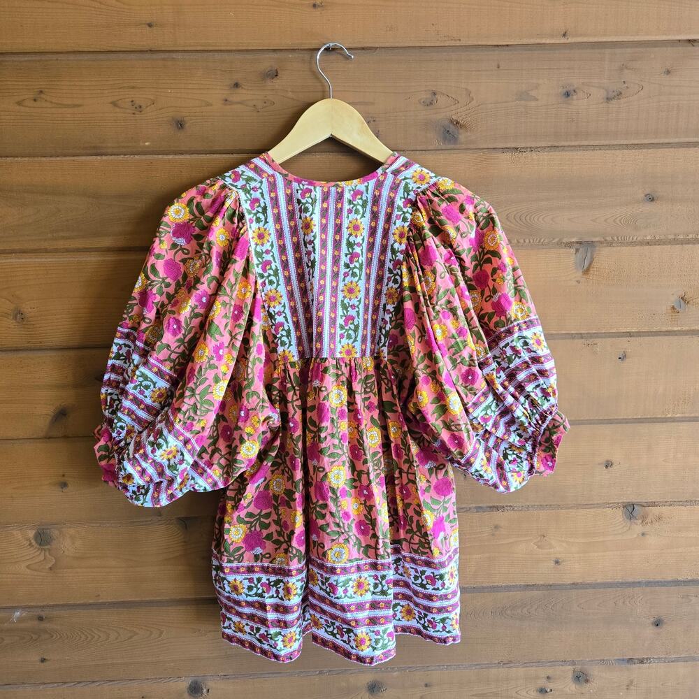 Mille x Tuckernuck Top Thalia Passionfruit Billow Floral Boho Blouse Shirt XXS - Picture 4 of 6